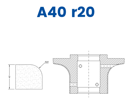 [SCE61021] SCE61021 40mm Half Bullnose Line 60 - (Bore 35 Fitting) Profile A40 r20 EHS Position 1 EHS Kit (all materials, high speed)