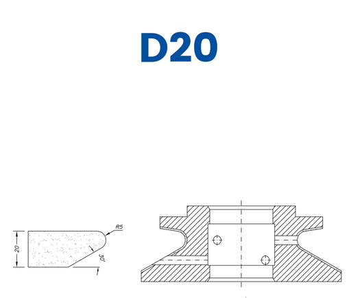 [SCE62311] SCE62311 20mm Shark Nose Line 60 - (Bore 35 Fitting) Profile D20 EHS Position 2 EHS Kit (all materials, high speed)