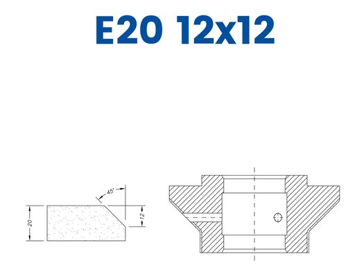 [SCE62045] SCE62045 20mm 2/3 Bevel Line 60 - (Bore 35 Fitting) Profile E20 12x12 EHS Position 2 EHS Kit (all materials, high speed)