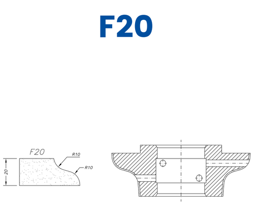 [SCE63049] SCE63049 20mm Ogee Line 60 - (Bore 35 Fitting) Profile F20 EHS Position 3 EHS Kit (all materials, high speed)