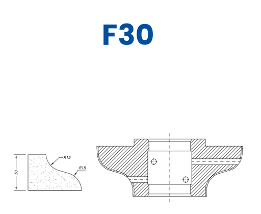 [SCE63050] SCE63050 30mm Ogee Line 60 - (Bore 35 Fitting) Profile F30 EHS Position 3 EHS Kit (all materials, high speed)