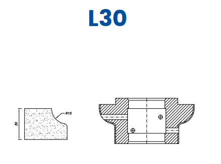 [SCE63065] SCE63065 30mm Cove (r15) Line 60 - (Bore 35 Fitting) Profile L30 EHS Position 3 EHS Kit (all materials, high speed)