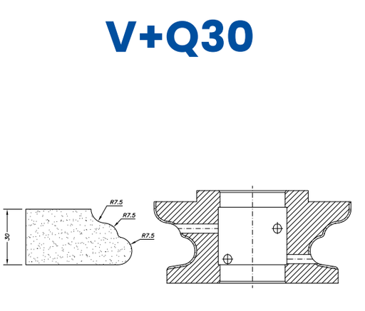 [SCE61103] SCE61103 30mm Ogee Bull Line 60 - (Bore 35 Fitting) Profile V+Q30 EHS Position 1 EHS Kit (all materials, high speed)