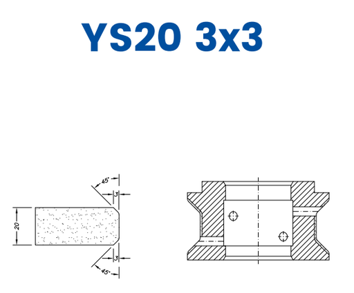 [SC65120] SC65120 20mm Double Chamfer 3x3 Line 60 - (Bore 35 Fitting) Profile YS20 3x3 Longlife+ Position 5 EHS Kit (all materials, high speed)
