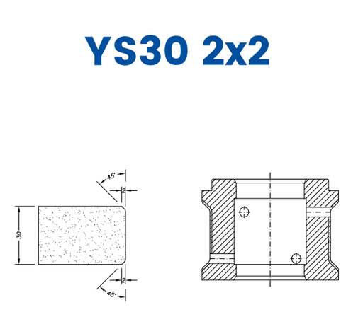 [SCE61122] SCE61122 30mm Double Chamfer 2x2 Line 60 - (Bore 35 Fitting) Profile YS30 2x2 EHS Position 1 EHS Kit (all materials, high speed)