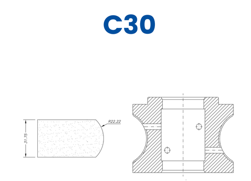 [SC62089] SC62089 30mm Pencil/Crescent Line 60 - (Bore 35 Fitting) Profile C30 Zenith Position 2 Standard Kit (all materials)