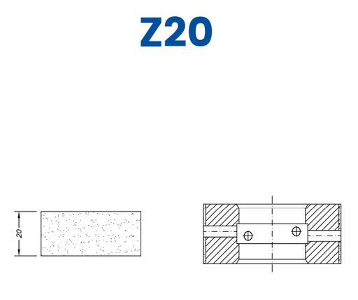 [SC62033] SC62033 20mm Flat Edge Line 60 - (Bore 35 Fitting) Profile Z20 Zenith Position 2 Standard Kit (all materials)