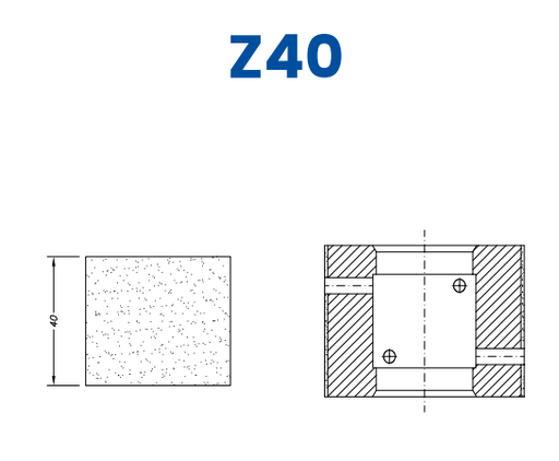 [SC61035] SC61035 40mm Flat Edge Line 60 - (Bore 35 Fitting) Profile Z40 Zenith Position 1 Standard Kit (all materials)