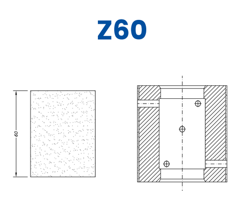 [SC6X037] SC6X037 60mm Flat Edge Line 60 - (Bore 35 Fitting) Profile Z60 XtraFine Position 3X Standard Kit (all materials)