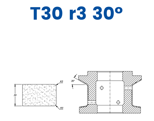 [SC67D422] SC67D422 30mm Eased Top & Bottom r3 (30° Ramp) Line 60 - (Bore 35 Fitting) Profile T30 r3 30° Electroplated Position 1 Electroplated Kit (soft materials, marble)