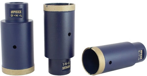 [22301-08004] 1/4" Apexx Blue Thin Wall Core Bits for Ultra-Compact Surfaces - Approved by Cosentino for Dekton - 5/8"-11 - WET ONLY