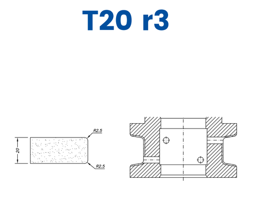 [SCE62114] SCE62114 20mm Eased Top & Bottom r2.5 Line 60 - (Bore 35 Fitting) Profile T20 r3 EHS Position 2 EHS Kit (all materials, high speed)