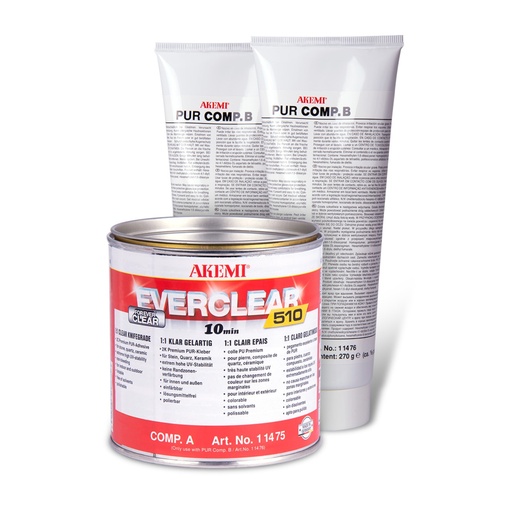 [11474] Akemi EVERCLEAR 510 Knife-Grade - Gel-Like 2-Component PUR Adhesive (1:1 Mixing Ratio, Transparent, Quart)