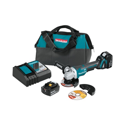 [XAG11T] MAKITA XAG11T 18V LXT® Lithium‑Ion Brushless Cordless 4‑1/2” and 5" Paddle Switch Cut‑Off Angle Grinder Kit with Electric Brake (5.0Ah)