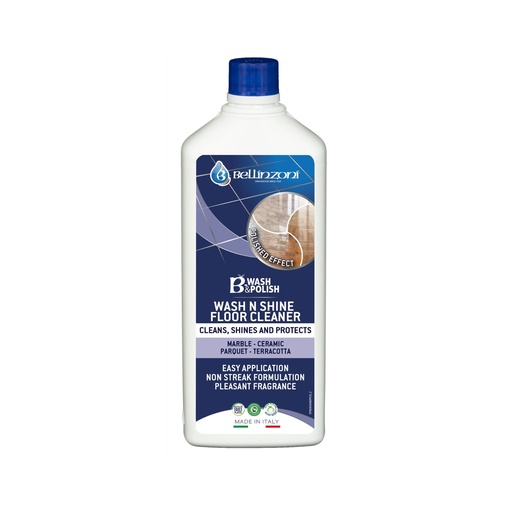 [P024WPMG10L] Bellinzoni B-Wash & Polish 2-in-1 Detergent and Polish for Hard Floors 1 L