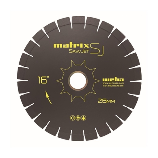 [MATRIXSJ16-26] Weha USA Matrix SJ SawJet Bridge Saw Blade with 20mm Arbor for Quartz, Quartzite, Granite and Marble