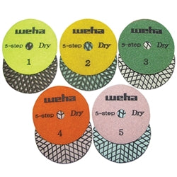[D5S41] Weha 4" 5 Step Diamond Polishing Pads-DRY